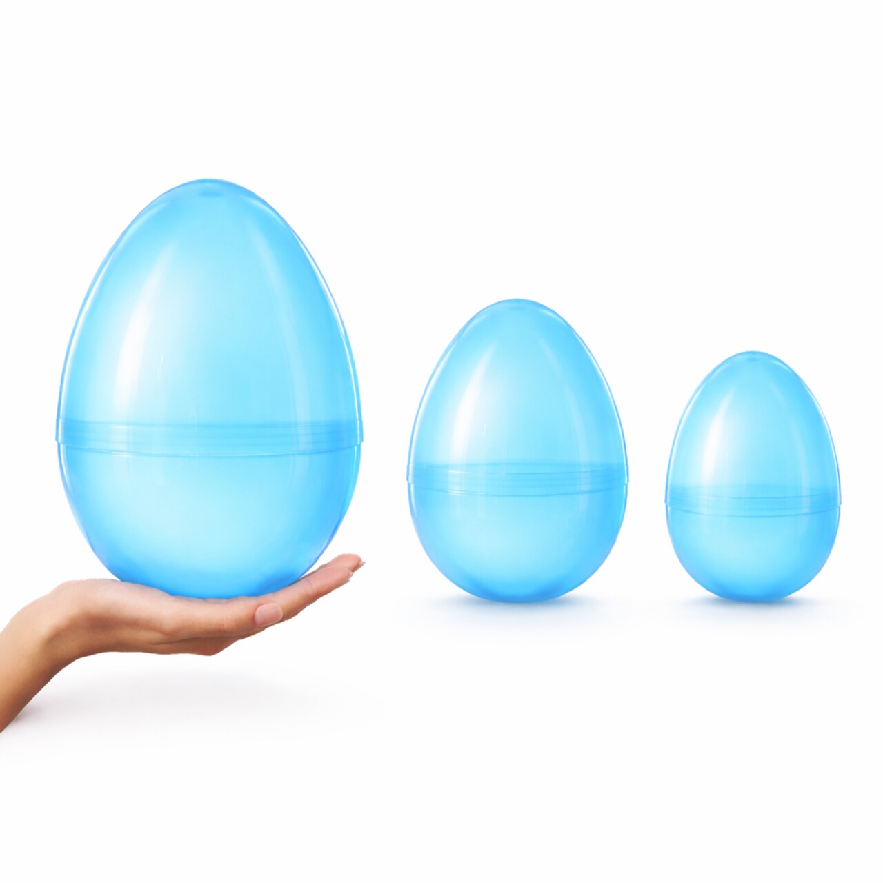 Set of 3 Jumbo Large Size Giant Fillable Plastic Easter Eggs 10 Inches